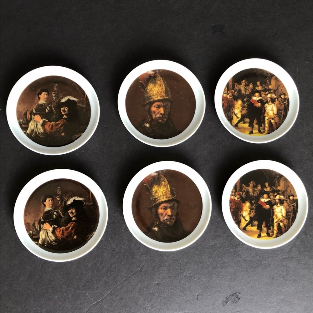 Lot of 6 Bareuther Waldsassen Bavaria Germany Rembrandt Coaster Plate 3.5"